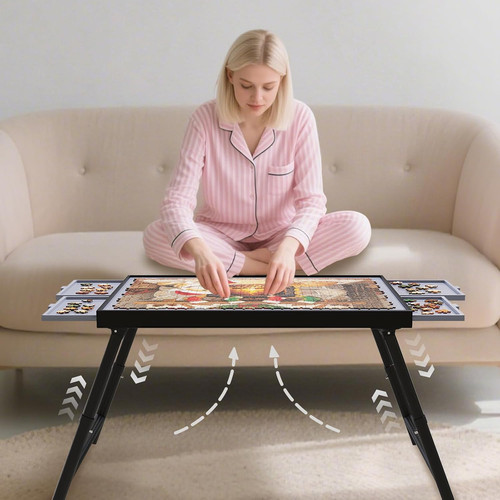 Adjustable puzzle table with - puzzle,