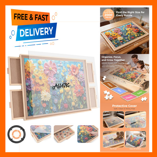 Puzzle board with drawers - with, 4