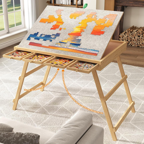 Folding puzzle table - folding,