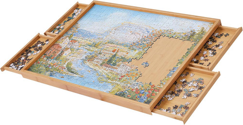 Puzzle board with drawers - board,