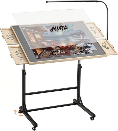 Puzzle table with - with, light