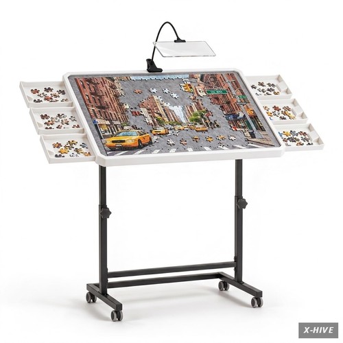 Puzzle table with - with, drawers