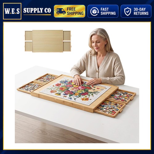 Puzzle board with drawers - board,