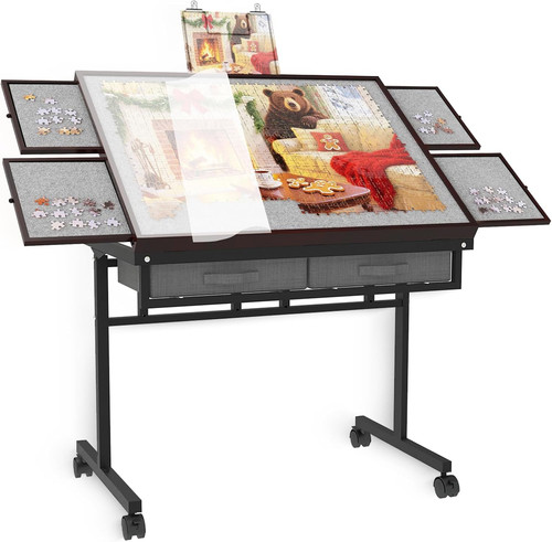Adjustable wooden puzzle table - adjustable,