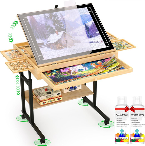 Wooden puzzle table - wooden,